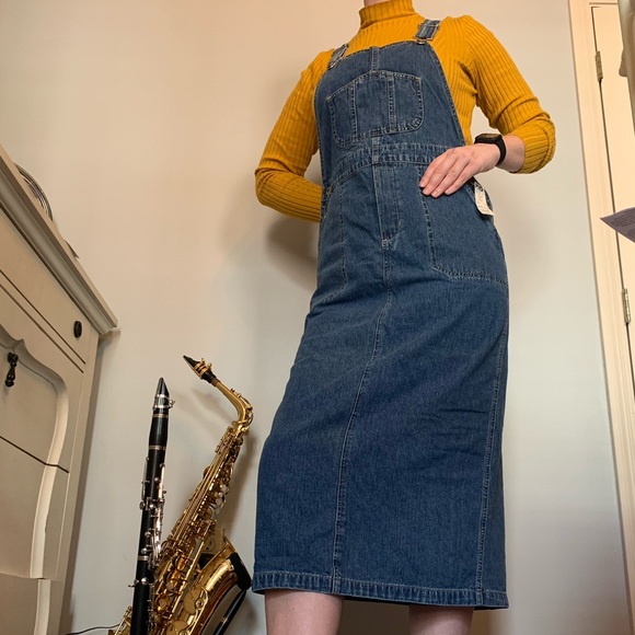 Denim overall pinafore dress Vintage NWT - Picture 3 of 11